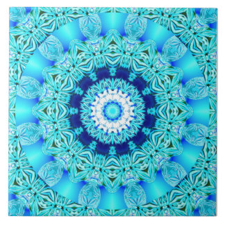 Blue Ice Angel Ring, Abstract Mandala Tile