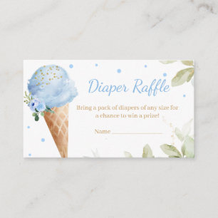 Blue Ice Cream Baby Shower Diaper Raffle Enclosure Card
