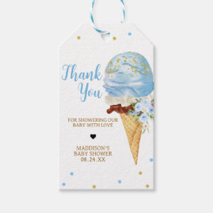Blue Ice Cream Baby Shower Favour Tags