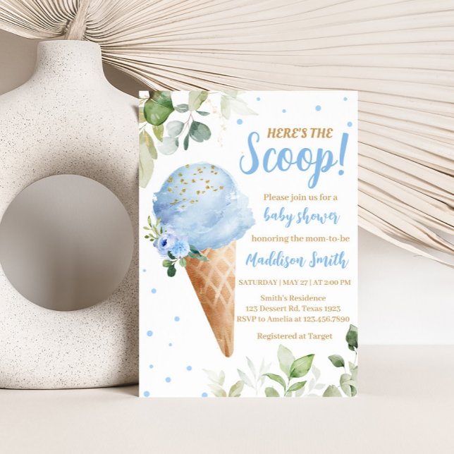 Blue Ice Cream Baby Shower Invitation (Ice Cream Baby Shower Invitation)