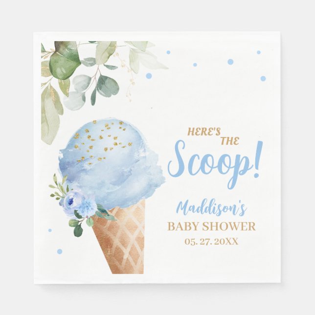 Blue Ice Cream Baby Shower  Napkin (Front)