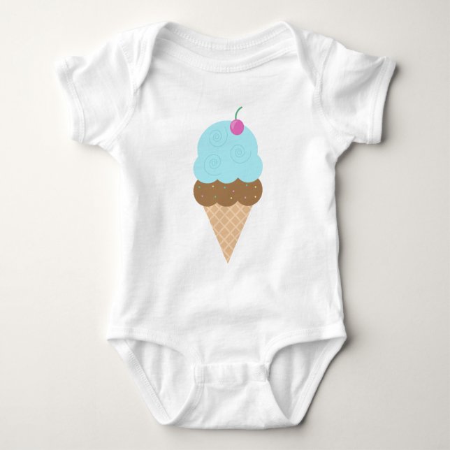 Blue Ice Cream Cone Baby Bodysuit (Front)