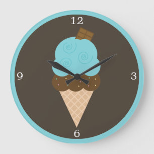 Blue Ice Cream Cone Large Clock