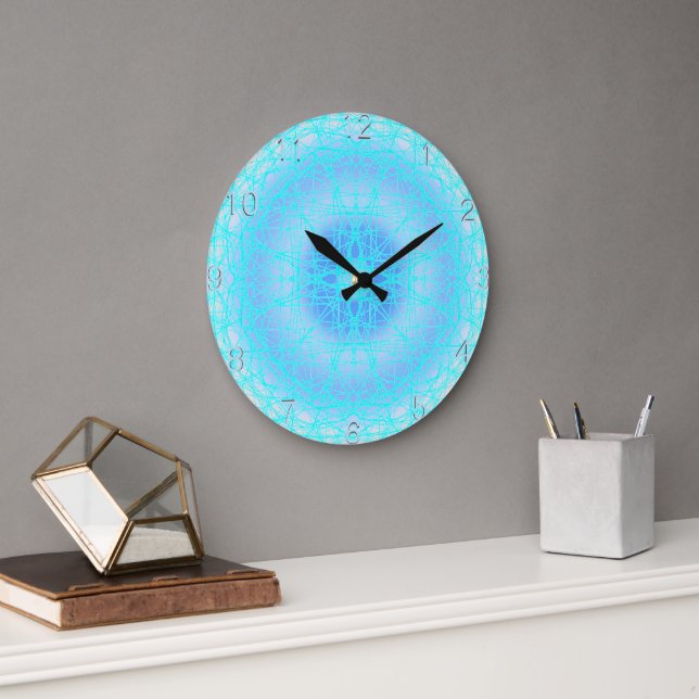 Blue Ice Cross Ball Snowflake Wall Clock (Office)