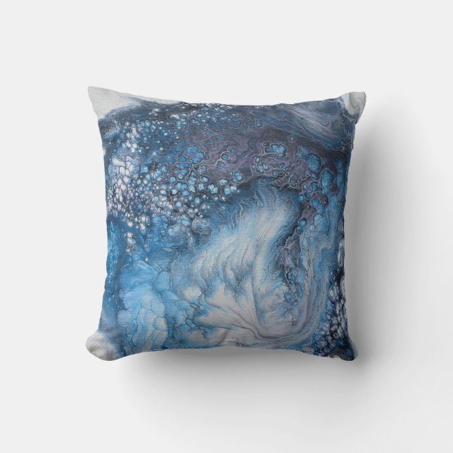 Blue Ice Fire Throw Pillow (Front)
