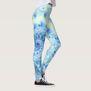 Blue Ice Fractal Swirl Leggings