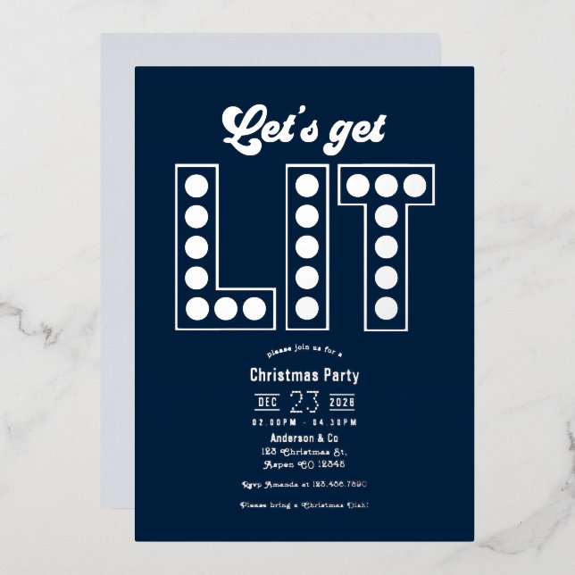 Blue Ice Let's Get Lit Retro Christmas Party (Front/Back)