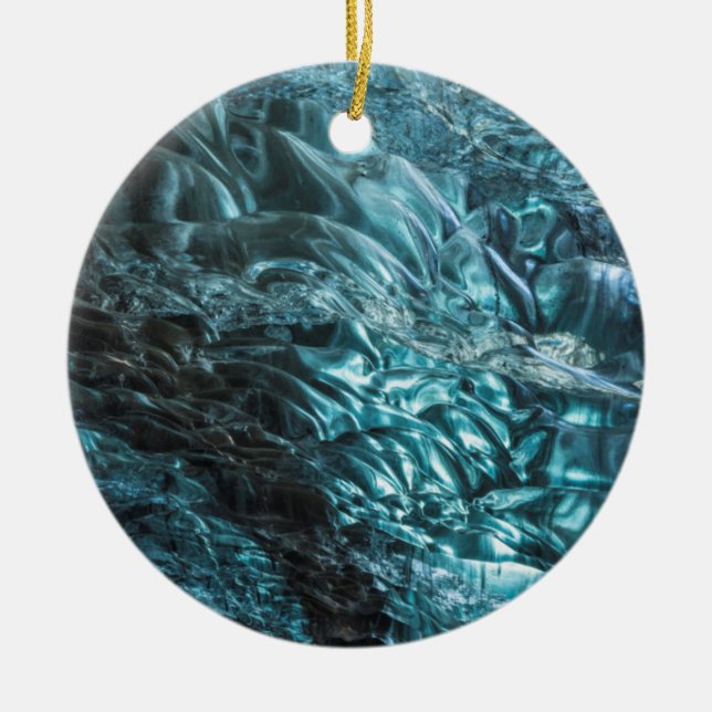Blue ice of an ice cave, Iceland Ceramic Tree Decoration (Front)