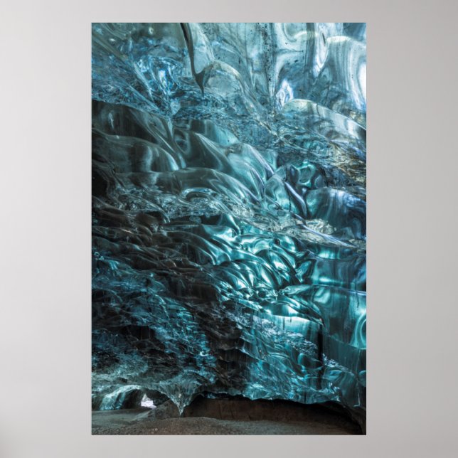 Blue ice of an ice cave, Iceland Poster (Front)