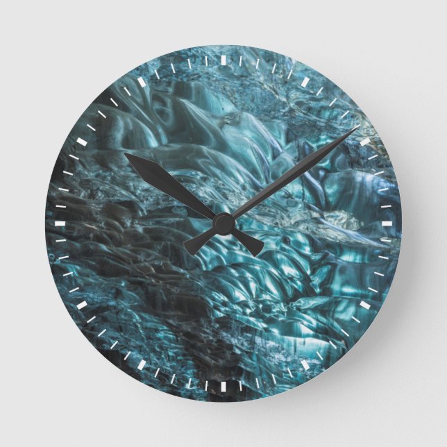 Blue ice of an ice cave, Iceland Round Clock (Front)
