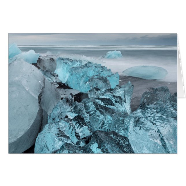 Blue ice on beach seascape, Iceland (Front Horizontal)