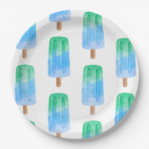 Blue Ice Pops Boy Birthday Paper Plate