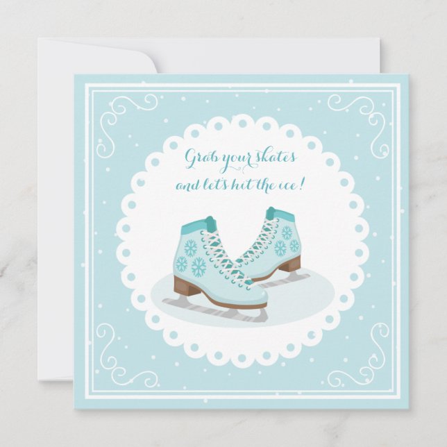 Blue Ice Skates Invitation (Front)