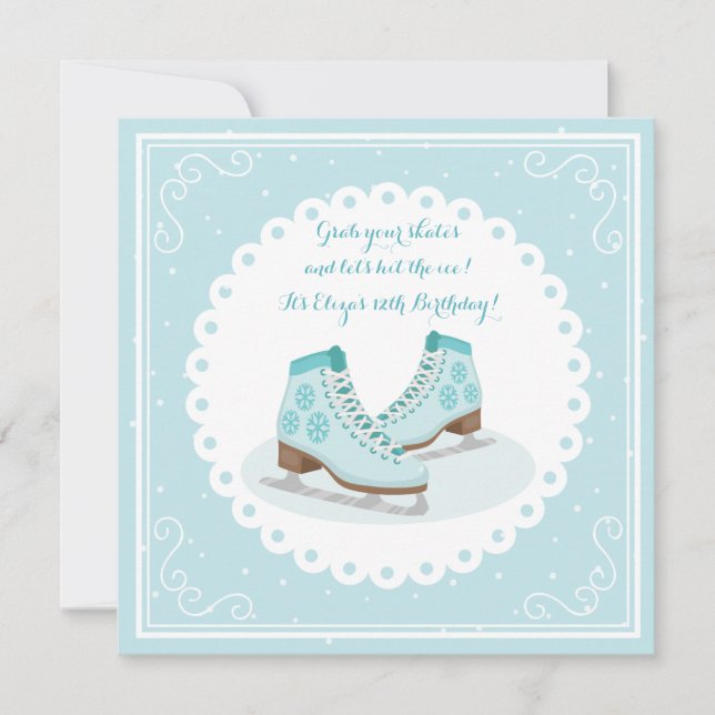 Blue Ice Skates Invitation (Front)