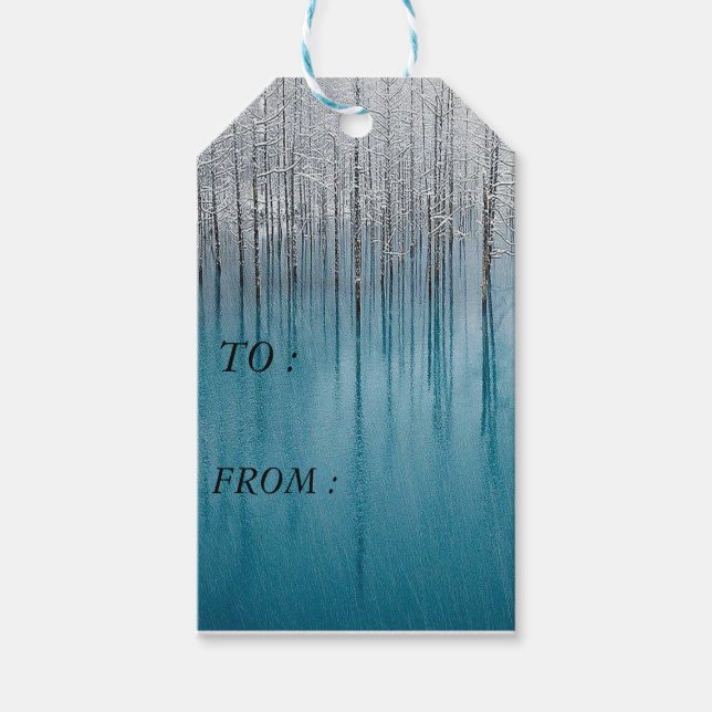 Blue Ice Trees Gift Tags (Front)