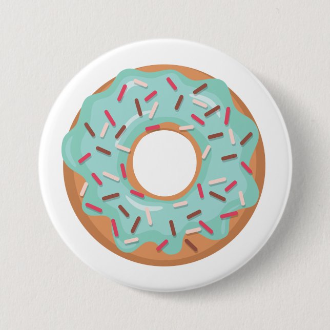 Blue Iced Doughnut With Sprinkles 7.5 Cm Round Badge (Front)