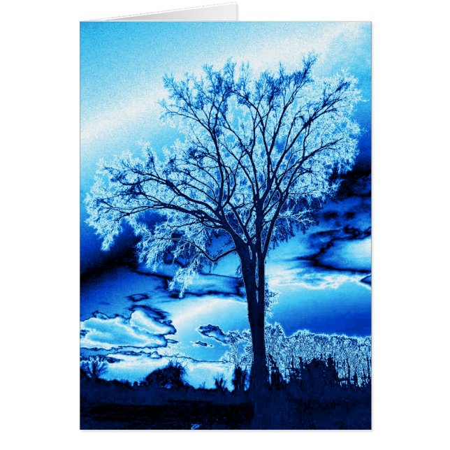 Blue Iced Tree Card (blank) (Front)