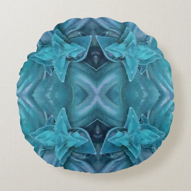 Blue Icing Abstract Round Cushion (Front)