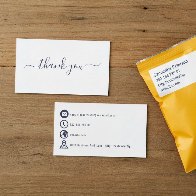 Blue icons thank you enclosure card (Blue icons thank you enclosure card.)