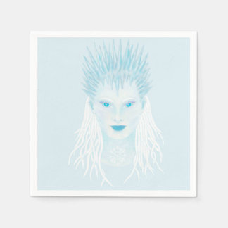 Blue icy winter queen with icicle crown napkin