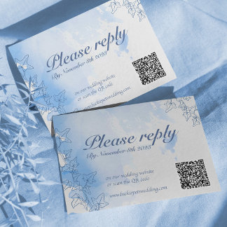 Blue icy winter snowflake RSVP Wedding card