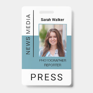 Blue ID Badge Photo Press Mass Media Employee