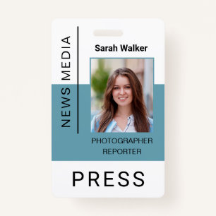 Blue ID Badge Photo Press Mass Media Employee