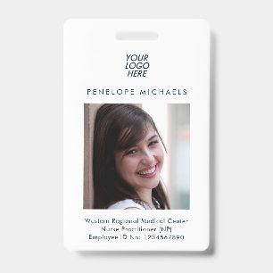 Blue Identification Badge with Photo and Logo ID Badge