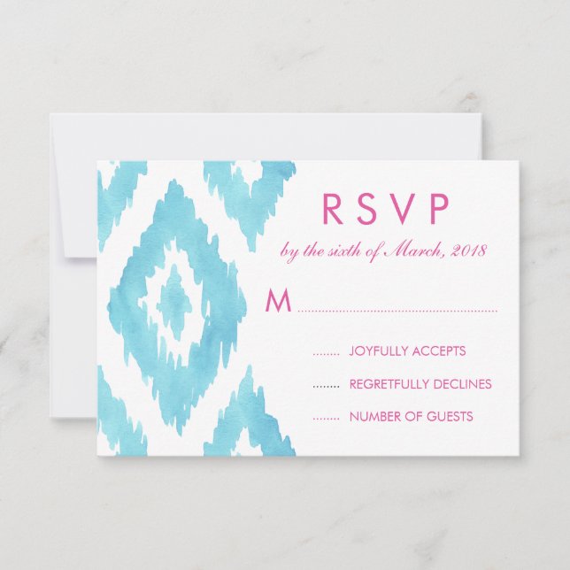 Blue Ikat RSVP Card (Front)