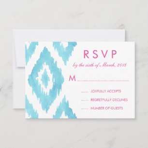 Blue Ikat RSVP Card