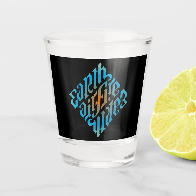Blue Illuminati Elements Symbol Shot Glass (Front)