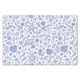 Blue Illustrated Seashell Tissue Paper
