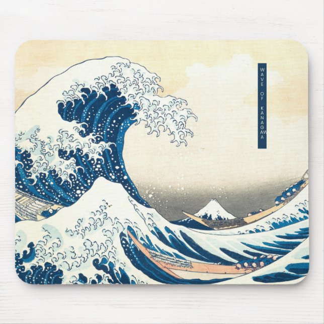 Blue Illustration Wave of Kanagawa  Mouse Pad (Front)