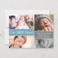Blue I'm New Here baby boy photo collage Custom