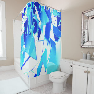 Blue image clippings twisted irregularly shower curtain