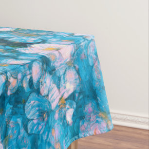 Blue Impressionism Flowers  Tablecloth
