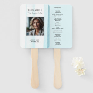 Blue In Loving Memory  Elegant Funeral Memorial Hand Fan
