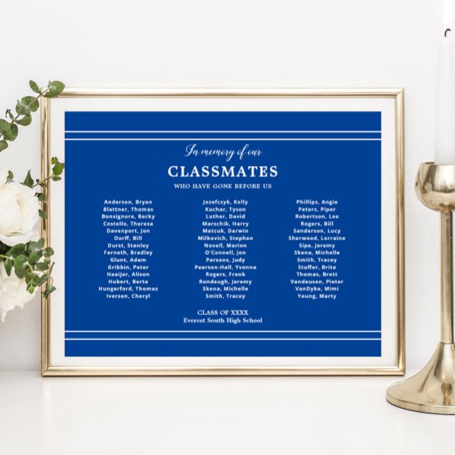 Blue In Memory Of Classmates School Reunion Poster (Creator Uploaded)