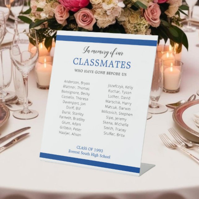 Blue In Memory Of Our Classmates Reunion Honouring Pedestal Sign (Creator Uploaded)