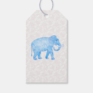 Blue Indian Pattern Elephant Gift Tags