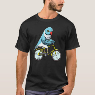 Blue Indian Ringneck Bird Riding A Bike Parrot Bik T-Shirt