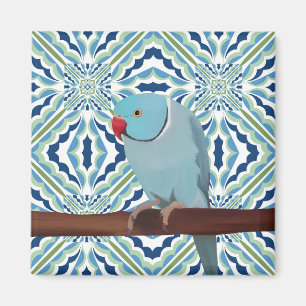 Blue Indian Ringneck Parakeet Magnet
