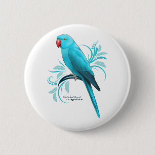 Blue Indian Ringneck Parrot 6 Cm Round Badge
