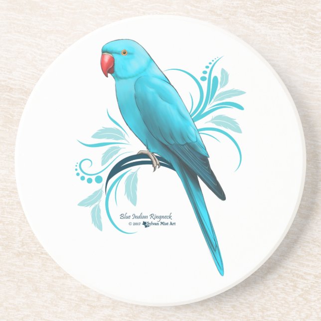 Blue Indian Ringneck Parrot Coaster (Front)