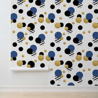 Blue Indigo Gold Polka Dot Wallpaper