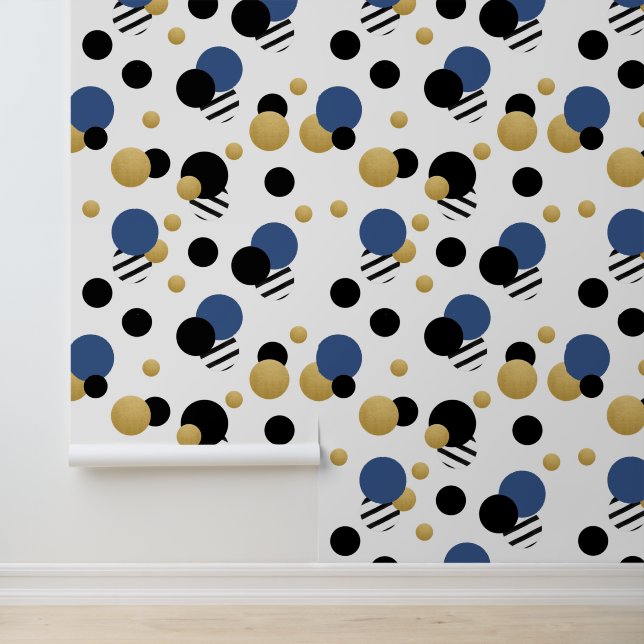 Blue Indigo Gold Polka Dot Wallpaper (Application)