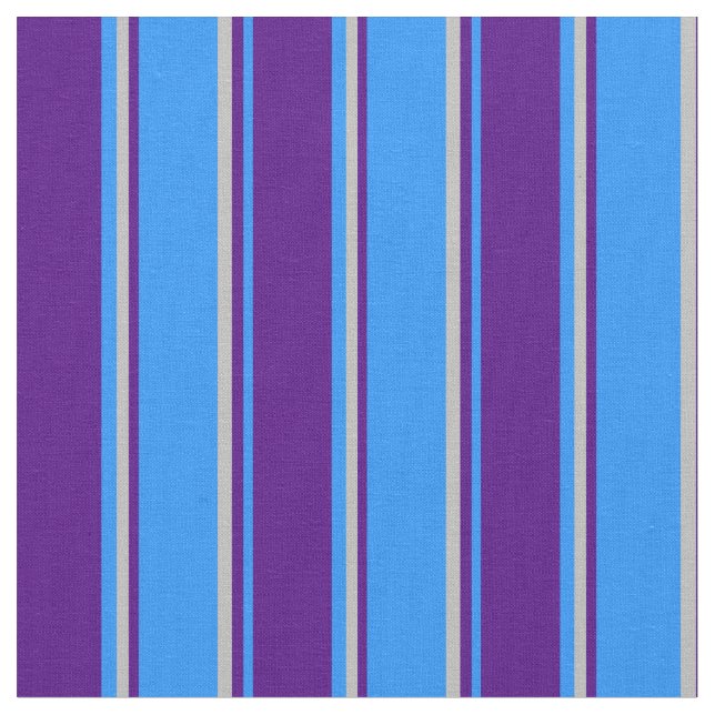 Blue, Indigo & Grey Coloured Striped Pattern Fabric (Close Up)