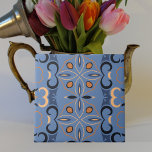 Blue Indigo Orange Bohemian Ethnic Mosaic Pattern Tile<br><div class="desc">This exquisite decorative ceramic tile showcases a vibrant and eye-catching design,  seamlessly blending geometric shapes in mesmerising shades of blue and orange. With its harmonious fusion of colours and patterns,  this tile adds a touch of artistry and allure to any space.</div>