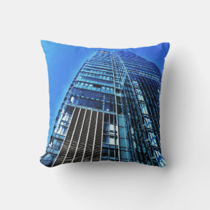 Blue Industrial Building Throw Pillow