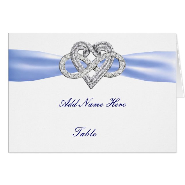 Blue Infinity Heart Wedding Table Place Card (Front Horizontal)